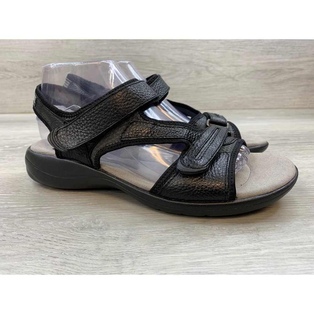 Clarks Women's Sandals 9 Black Leather Strappy Walking Comfort Casual Shoes